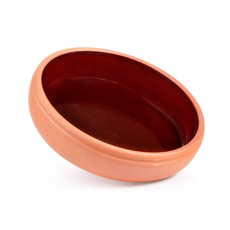CLAY OVEN TRAY NATUREL INNER GLAZED BEKTASI 40 cm (15.8") - Hakan Makes Kitchens Smile