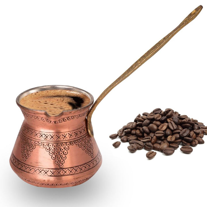COPPER COFFEE POT HANDMADE GRAPE 380 ml (12.8 oz) 4 CUPS - Hakan Makes Kitchens Smile